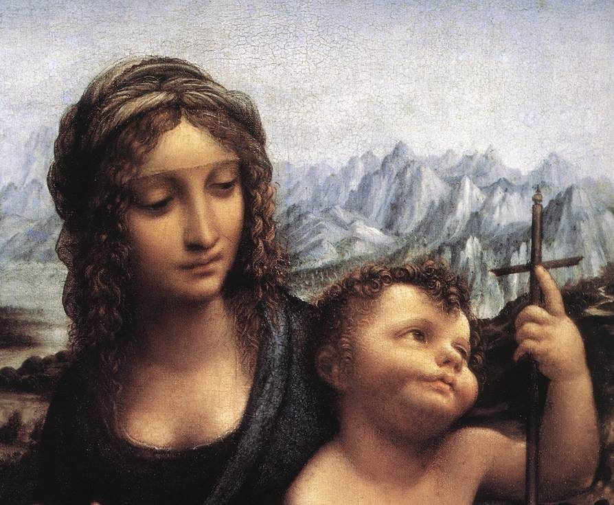 Leonardo da Vinci Madonna with the Yarnwinder detail